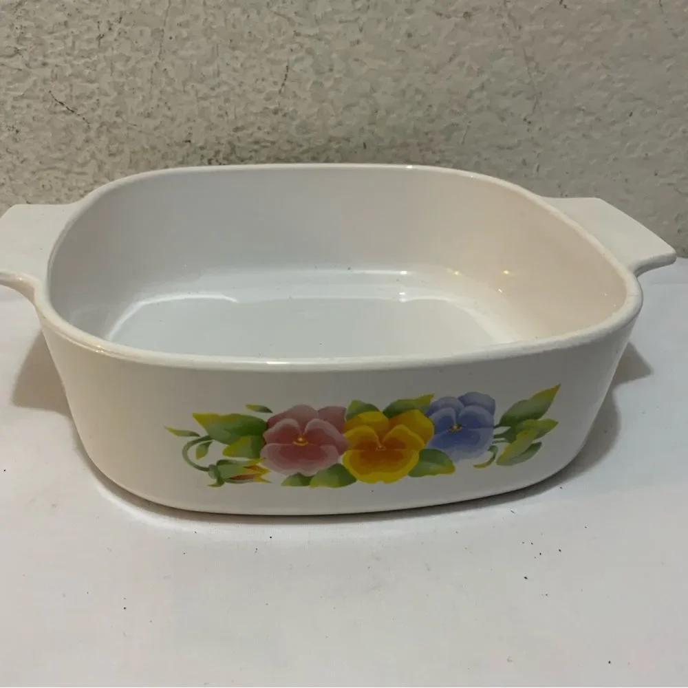 Corning Ware Summer Blush Pansy 2 Liter Casserole Dish A-2-B 21 Vintage Retired